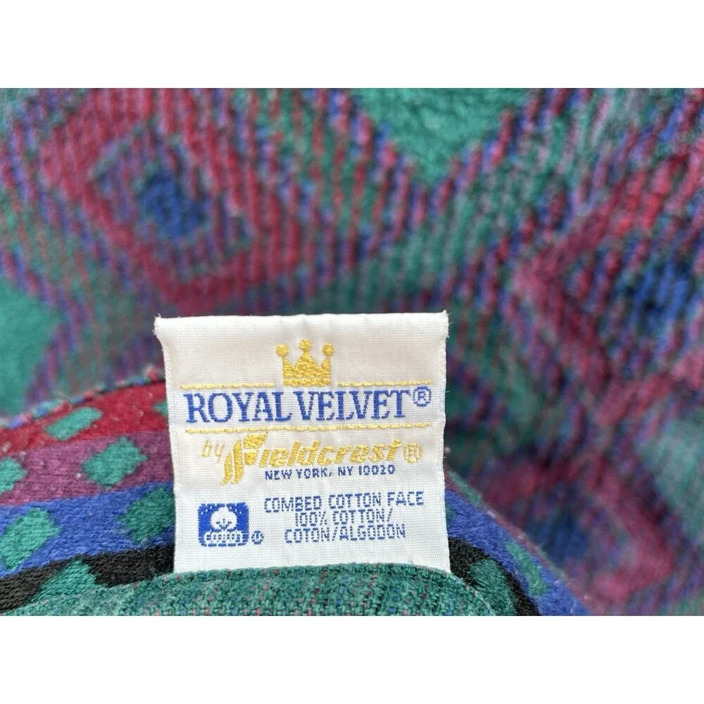 Vintage Royal Velvet Bath Towels Set Of 2 Purple Teal Maroon